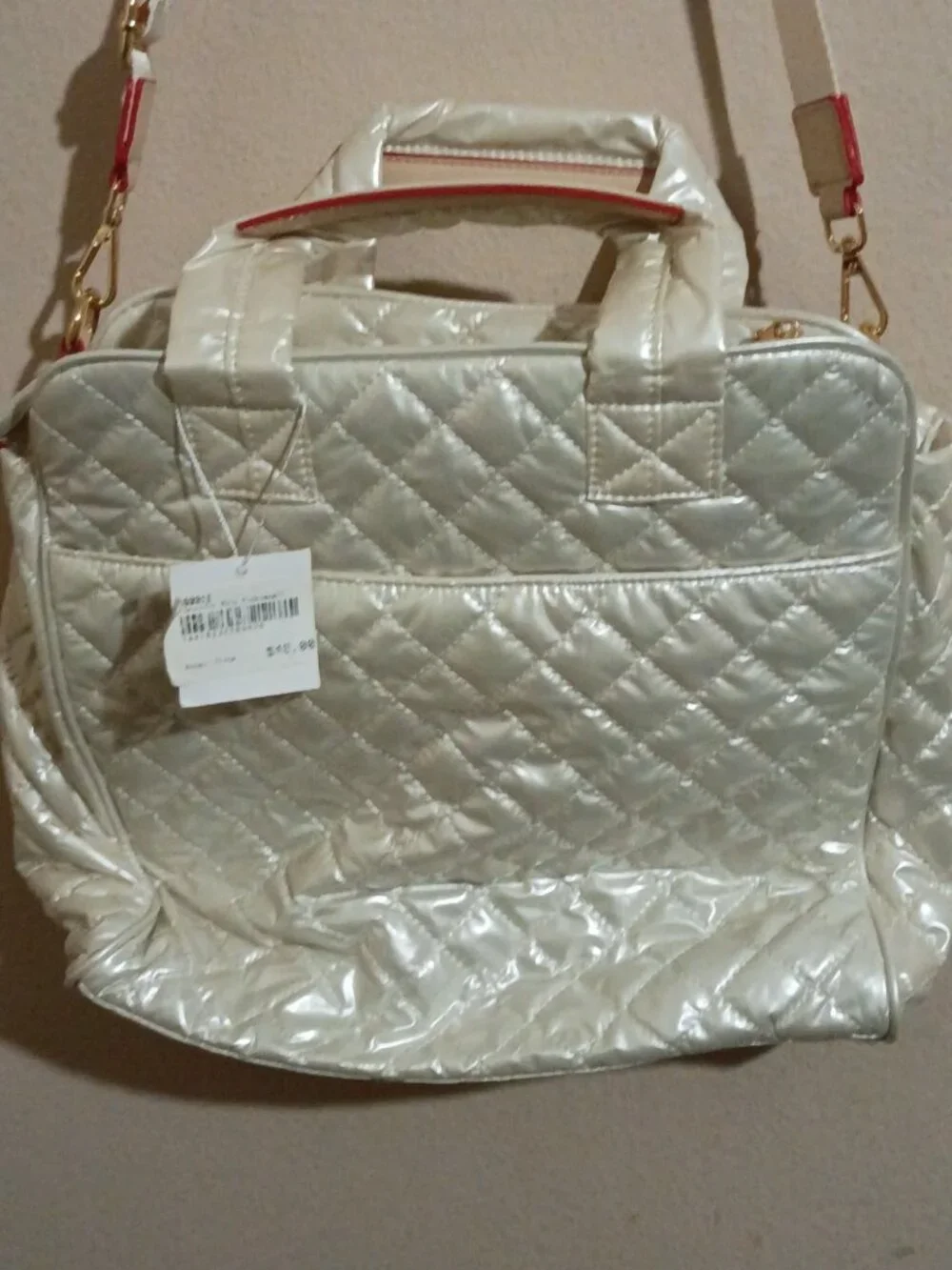 Lemonbella Jennifer Quilted Pickleball Tote Handbag Diamond Pearl New with Tags - Picture 2 of 16